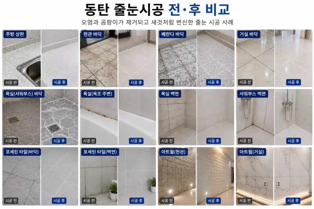동탄줄눈시공 욕실 주방 현관 베란다 시공 전후 비교