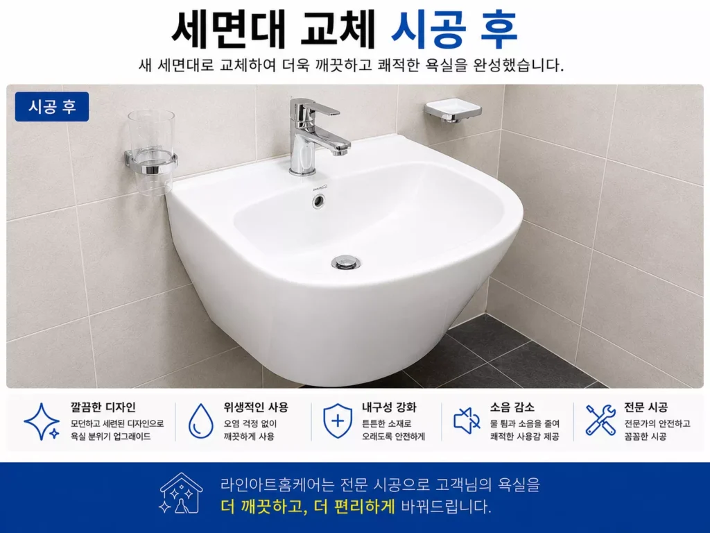 세면대교체 시공 후-